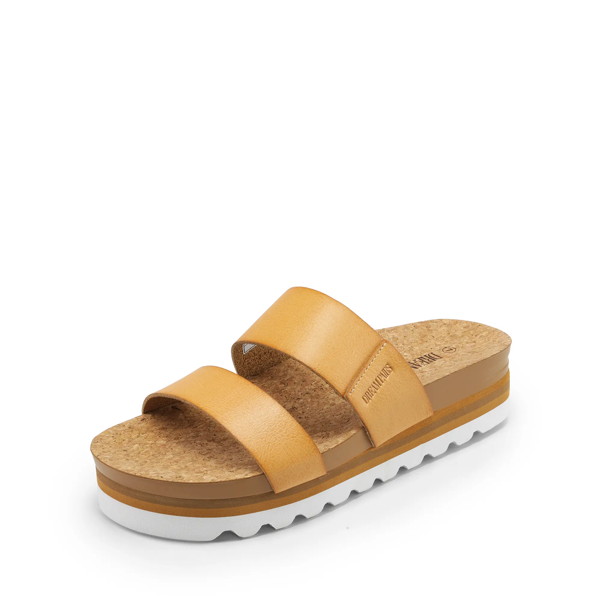 Dream Pairs Women's Casual Classic Slip-On Flatform Sandals - 2-Strap Secure Fit, Cork Wedge Heels, Cork Insole, Arch Support, Daily Fashion Walking Shoes, Women's Sandals