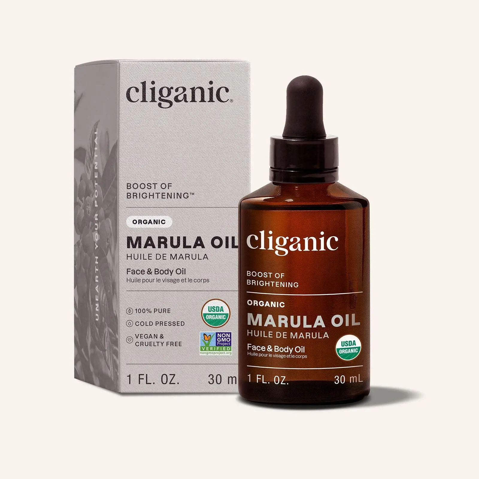 Cliganic Organic Marula Oil, 100% Pure For Face & Hair Natural Cold Pressed Unrefined (Packaging May Vary)
