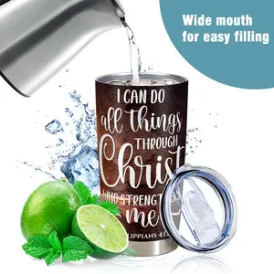1pc 20oz Personalized Bible Verse Flask - Portable Leakproof Insulated Container, 304 Stainless Steel Christian Travel Mug with Lid, Custom Name/Text Inspirational Gift for Women, Insulated Travel Drinkware