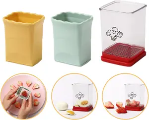 3-Pack Fruit & Vegetable Cup Slicer – Egg, Banana & Strawberry Quick Cutter with Push Plate for Easy Salad Prep