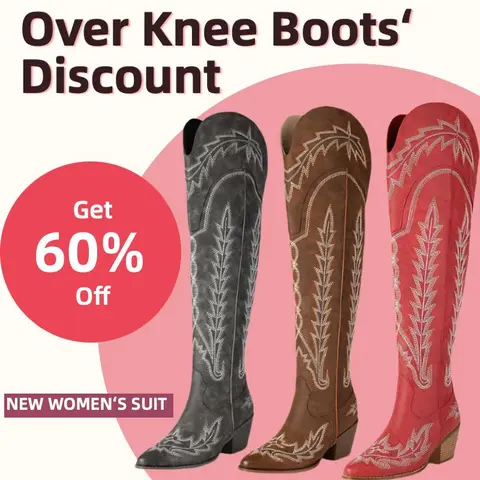 Women's Vintage Floral Embroidery Western Cowboy Boots - Over-The-Knee Pointed Toe Chunky Heel Elegant Durable Quality Riding Shoes for Country Concerts, Party - Bold Fashion Statement