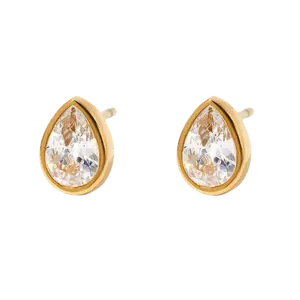 Pear Bezel set Stud Earrings