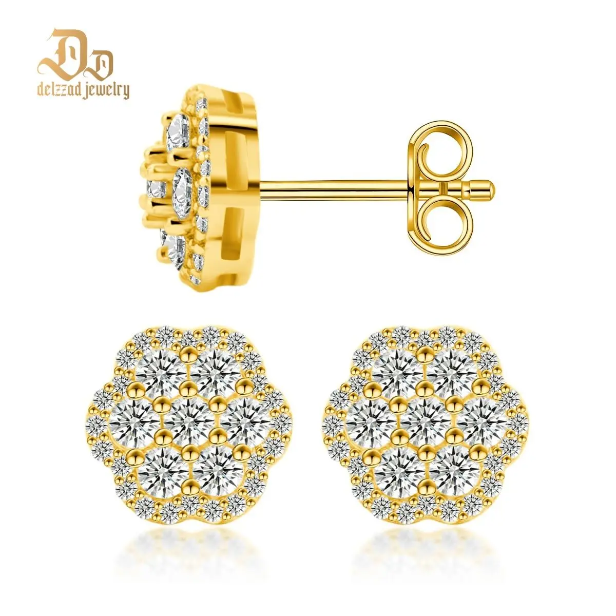 Delzzad Eternal Bloom Stud Earrings Flower Cluster Stud Earrings VVS Synthetic Moissanite Earrings S925 Studs Moissanite Earrings Jewelry Perfect Birthday Engagement Anniversary Mother’s Day Christmas Valentine's Day Gifts