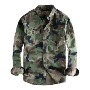 Men Camouflage Cargo Shirts High Quality Durable Outdoor Hiking Sport Daily American Style Casual Camicia Autumn