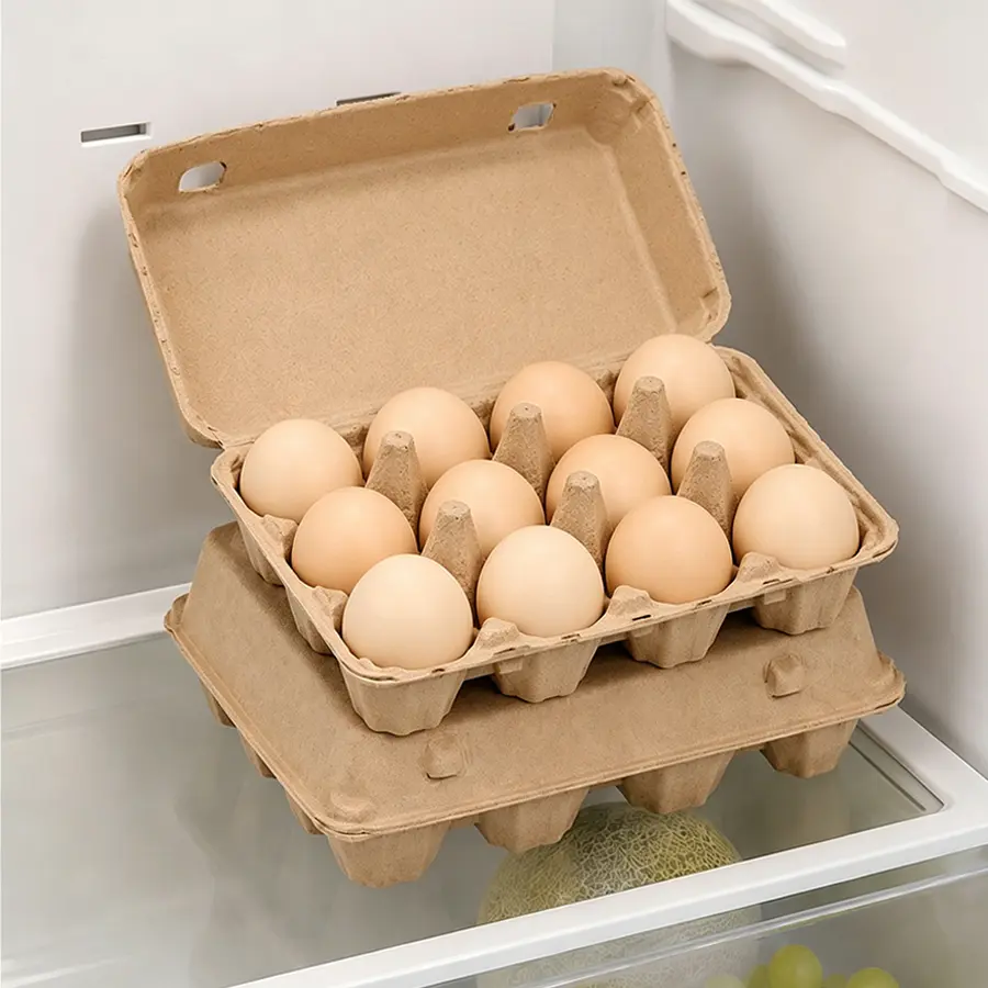 108 Capacity Natural Pulp Egg Cartons, Sturdy 3x4 (12-Count) Flip-Top Egg Boxes, Reusable Fresh Egg Storage Containers, Essential Kitchen Egg Organizer