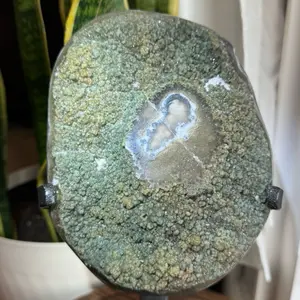 Rare Green Druzy Quartz Stalactite Specimen – Uruguay | Botryoidal Chlorite Quartz | Natural Mineral Display