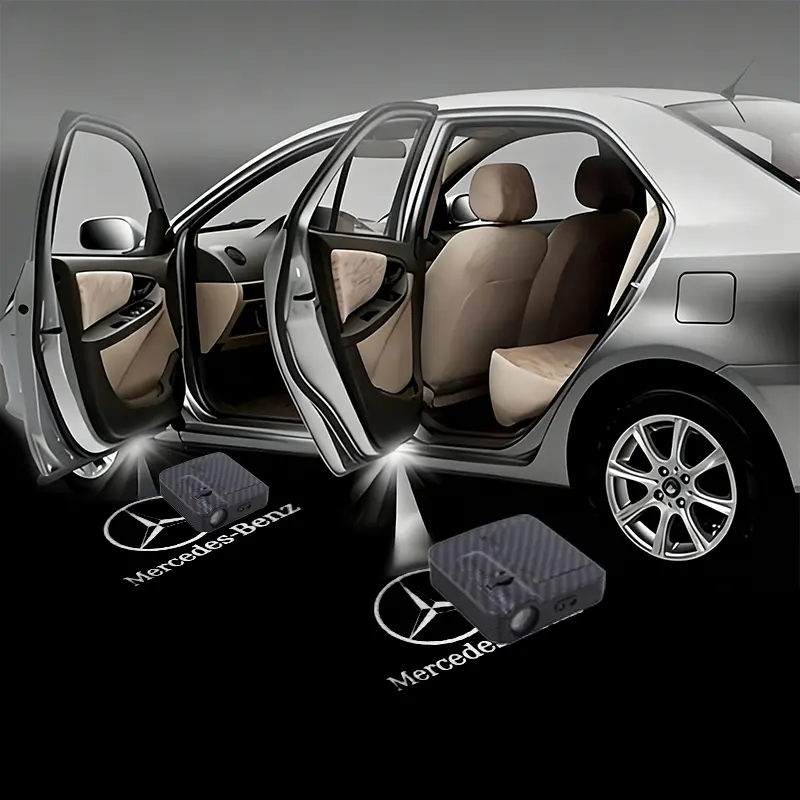 2-piece set, suitable for Mercedes Benz models, LED car door welcome projection lights, car decoration lights, car spotlights, car headlights, car accessories