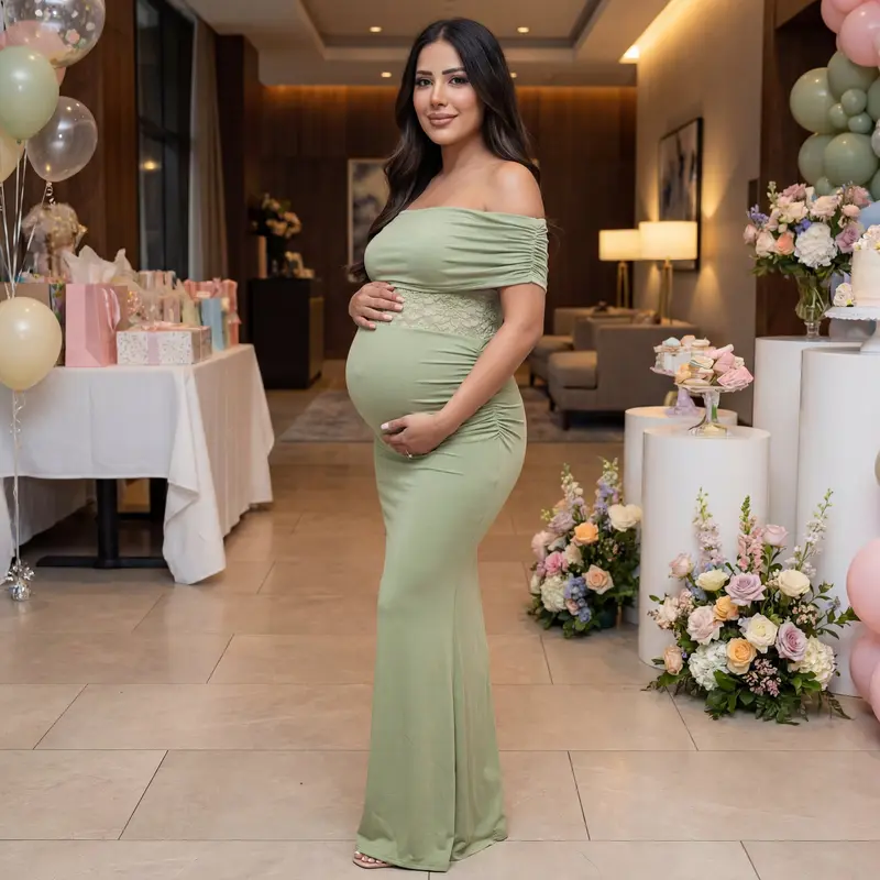 Off the shoulder pink scrunch dress maternity - TikTok Shop