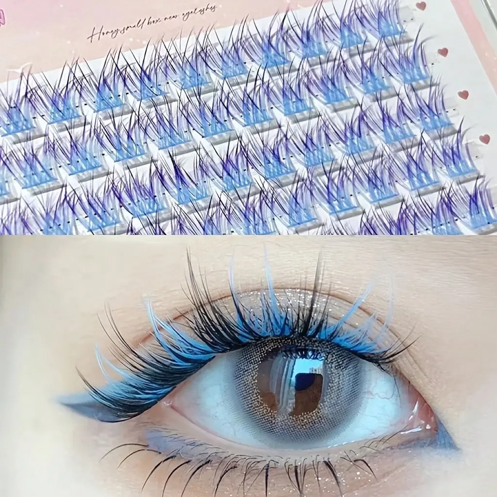 MIXIAOHE Colored Eyelashes 60-Piece Pack Segmented False Lashes, Fake Eyelashes Clusters, Manga-Inspired Individual Clusters DIY Realistic Color Eyelashes Halloween COSPLAY Props Eyelash Extensions