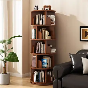360° Display Round Spinning Bookshelf, Space-Saving, Small Space Rotating Multi-Tier Bookshelf Tower for Bedroom, Living Room, Home