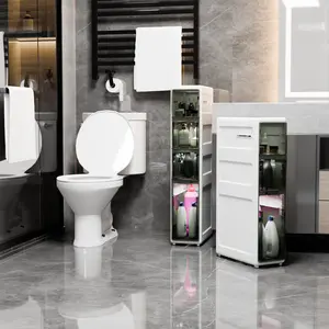 1Pc 3/4-Tier Narrow bathroom vertical storage cabinets,Multi-Layer Drawer for Bathroom Essentials (Shampoo, Towels, Soap),Tissue Box, and Plastic Drawers Organizer for Small Spaces, Kitchen, Laundry