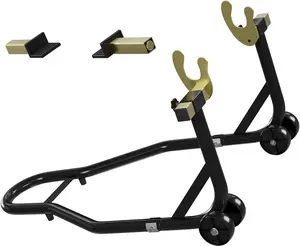 Garvee 850 lbs Heavy Duty Motorcycle Stand, Rear Wheel Lift with U & L Fork Combo, Universal Paddock Stand for Sport and Dirt Motorcycles, Black