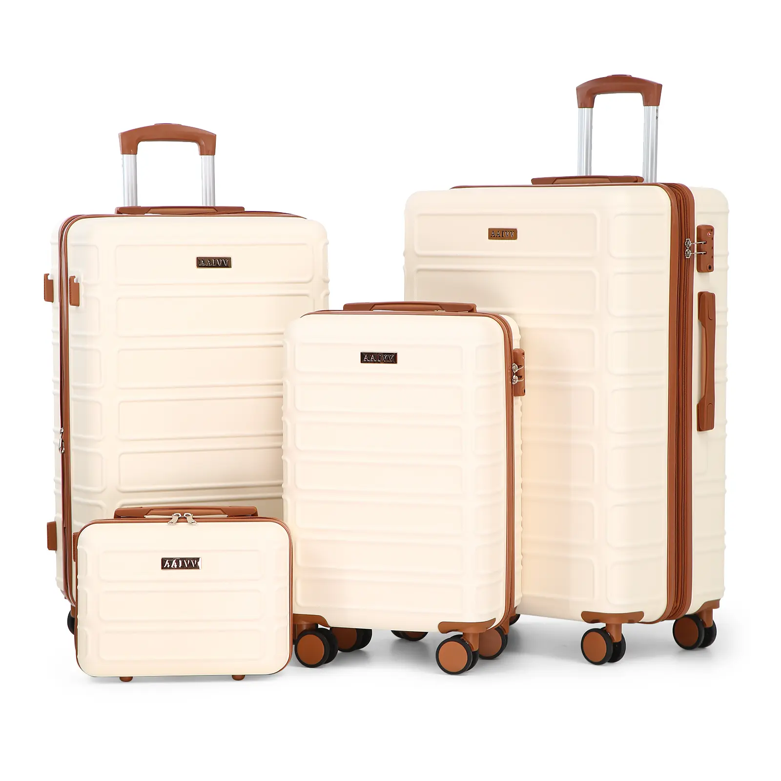 4 Piece Hardside Luggage Sets, Textured ABS Shell with 13 inch Bag, Expandable & Organized for International Travel, TSA Lock, 360 Spinner Wheels, Abs Plastic, Dustproof, Lightweight, Scratchproof, Telescopic Handle
