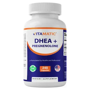 Vitamatic DHEA 100 mg + Pregnenolone 30 mg 240 Capsules Non-GMO Made in USA GMP-Compliant Supplement