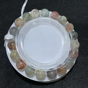 【Colored moss agate】Colored moss agate Bracelet Handmade Stretch Elastic Bracelet Healing Round Beads Jewelry Gifts for Women Men