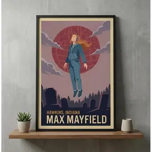 Max Mayfield Running Up That Hill Lyrics Retro TV Show Poster - Vintage Style Decor for Fans of Stranger Things