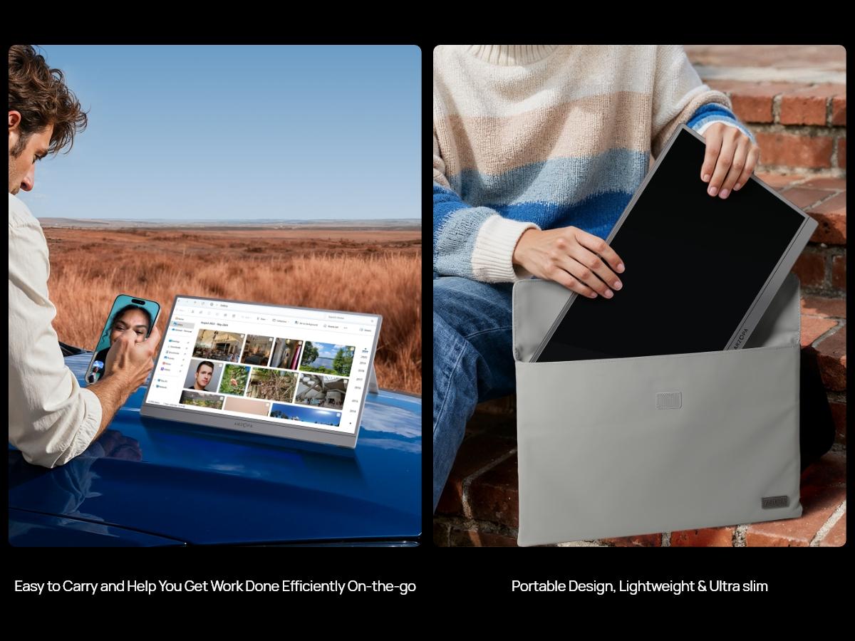 ARZOPA Portable Monitor 16.1"/17.3" FHD 1080P 60Hz/144Hz Laptop Screen Extender for PC Mac Xbox Switch PS5 iPhone IPS Display Computer Display HDR External Screen Game Workfromhome