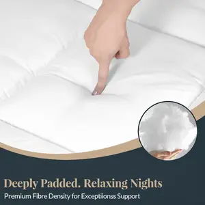 Extra Deep 4 Inch Ultra-Fluffy Mattress Topper Queen King for Back Pain, Extra Soft Pillow Top Queen Mattress Topper with 4X Support, Mattress Pad with Breathable Air Mesh Sides, 6- 21" Deep Pocket US