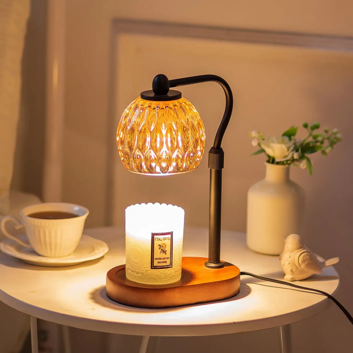 Dimmable Candle Warmer Lamp with Timer - Vintage Home Decor, Table Lamp, Night Light for Bedrooom & Gifts for Women home decor, Includes 2 Bulbs