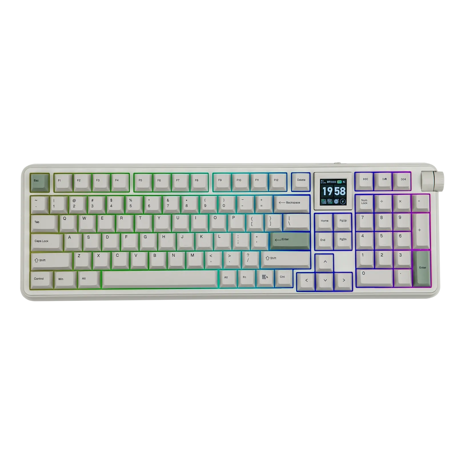 EPOMAKER RT100 PRO Tri-Mode Mechanical Keyboard, 1.54” Hot-Swap Screen, Knob, Retro PBT Keycap, Mac Keys, Thocky Gasket, Custom Driver, RGB, BT/2.4G Wireless Gaming Keyboard