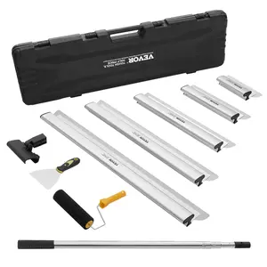 Drywall Skimming Blade Set, 10/16/24/32/40 in Skimming Blades + 34-81.6 in Extension Handle Pole, Stainless Steel Knife Professional Skim Coat Tools, for Gyprock/WallBoard/Plasterboard