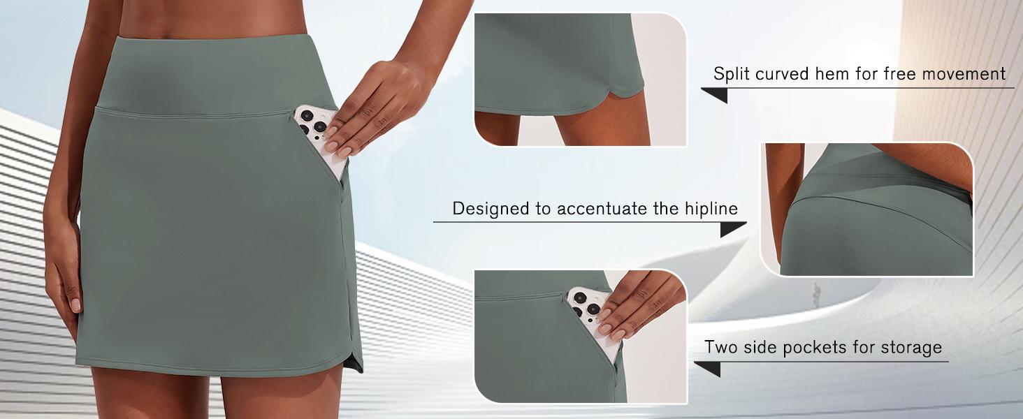 PINSPARK Golf Skirts for Women High Waisted Tennis Skort Skirts with 3 Pockets A Line Athletic Skirt Pickleball Workout