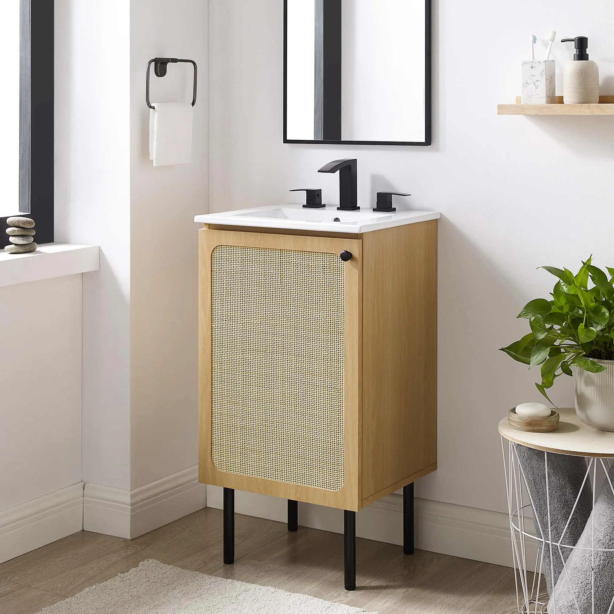 Chaucer 18" Bathroom Vanity in Oak White