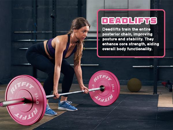 RitFit Pink Weight Plates Olympic Bumper Plates Weight Plates Fit 2" Barbells fitness exercise barbell weight