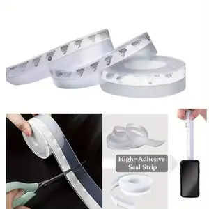 Silicone Door & Window Seals | Weatherproof Soundproof Self-Adhesive Door Bottom Seals | for Window/Door & Shower Glass Gaps | Multiple Sizes & Heights | Length: 16.4Ft