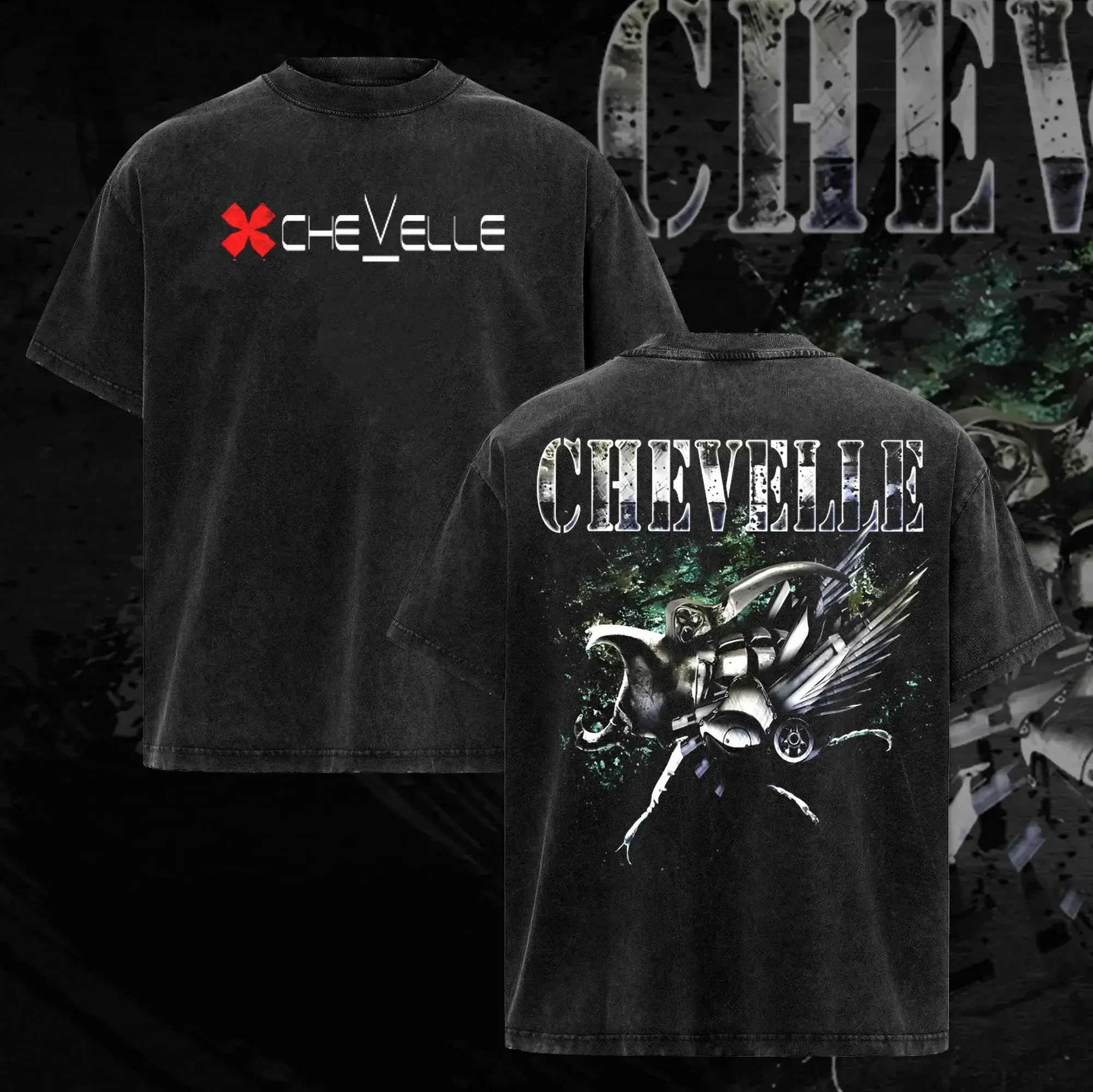 Chevelle Band Music Black Washde Tee & Hoodie Alternative Band Merch 90s Graphic Tee Vintage Grunge Aesthetic Classic Rock Merch