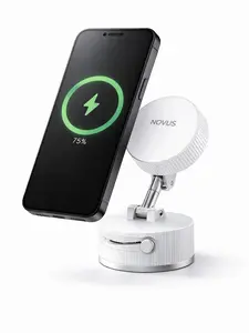 Novus MagSafe Wireless Charging Mount for Car & Home Use - 15W Fast Charging, 360° Adjustable, Strong Magnetic Grip, Non-Slip Foldable Stand, Works with Magnetic Phones - High Efficiency Charger