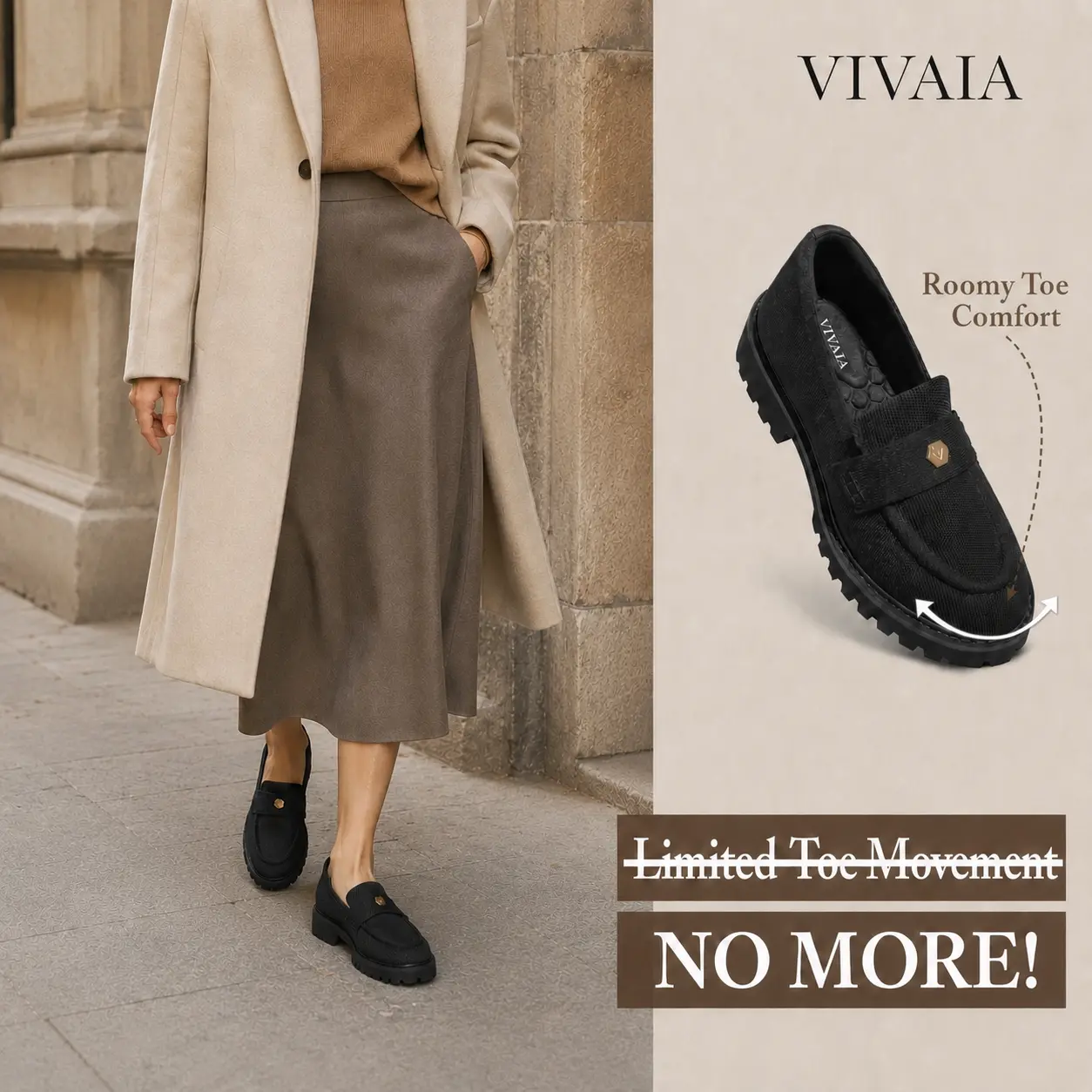 Recommend Size down ½| VIVAIA Round-Toe Platform Chunky Loafers, Height Boosting,Stable Block Heel,Herbal Arch Support Breathable Knit,Blister-Free Heel Padding ,Lightweight Preppy Style / Office Chic / Date Night (Francesca) tiktokshopbacktoschool