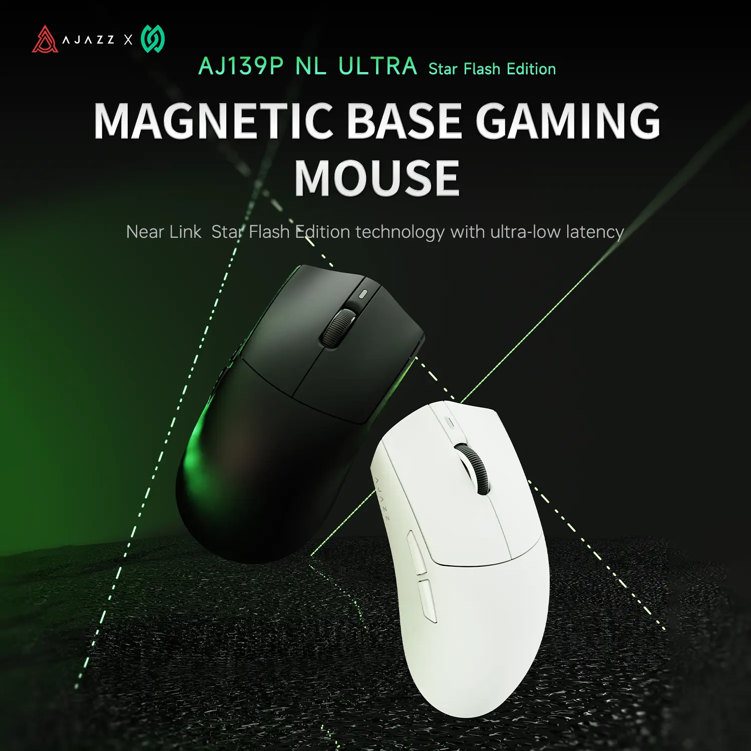 Ajazz AJ139 P NL ULTRA Wireless Gaming Mouse - 8K High Polling Rate, Anti-Interference, 100m Uninterrupted Connection, Triple-Mode, Suitable for Gaming & Office Use, Computer Peripheral Accessory