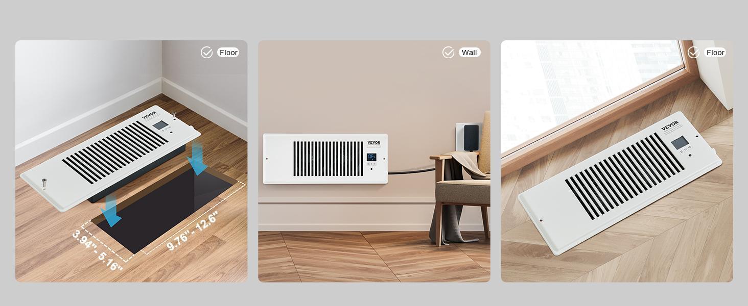 【Backtoschool】VEVOR 4”x12” Register Booster Fan - Quiet Aluminum Compact Indoor Ventilation Auxiliary Fan with Remote, Thermostat Control, Adjustable Speed for Heating & Cooling, White, Ventilation Fan