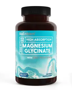 【BioEmblem】 Magnesium Glycinate with Zinc - 300mg Chelated Magnesium Supplement - High Absorption Vegan Non-GMO 2-in-1 Complex - Immune Support, Muscles, Nerves - 90 Capsules