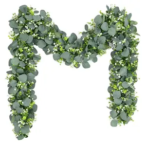 2/4/6 pcs Eucalyptus Garland, 6FT Green Flower Garland Decor, Artificial Faux Eucalyptus Leaves Greenery Vines for Table Runner Wedding Bedroom Mantle Centerpieces Backdrop Decorations