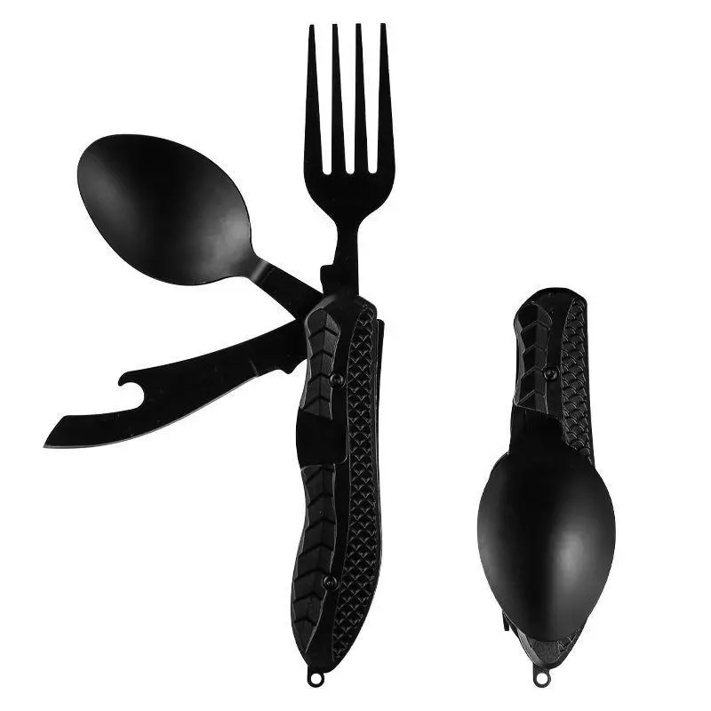 Multifunctional Folding Fork & Spoon Set, Stainless Steel Portable Outdoor Kitchenware, Camping Cooking Utensils, for Camping & Hiking, Travel Accessories, Christmas Gift