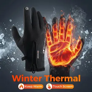 Winter Windproof Thermal Touchscreen Gloves - Black, Universal Fit for Men Women, All-Purpose Warm Gloves for Outdoor & Daily Use