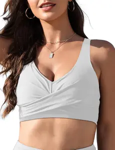 Womens Bikini Tops Large Bust Takini Tops Twist Front V Neck Push Up Padded Bathing Suit Tops with Fixed Wide Straps Black Swimsuit Top Only White Medium