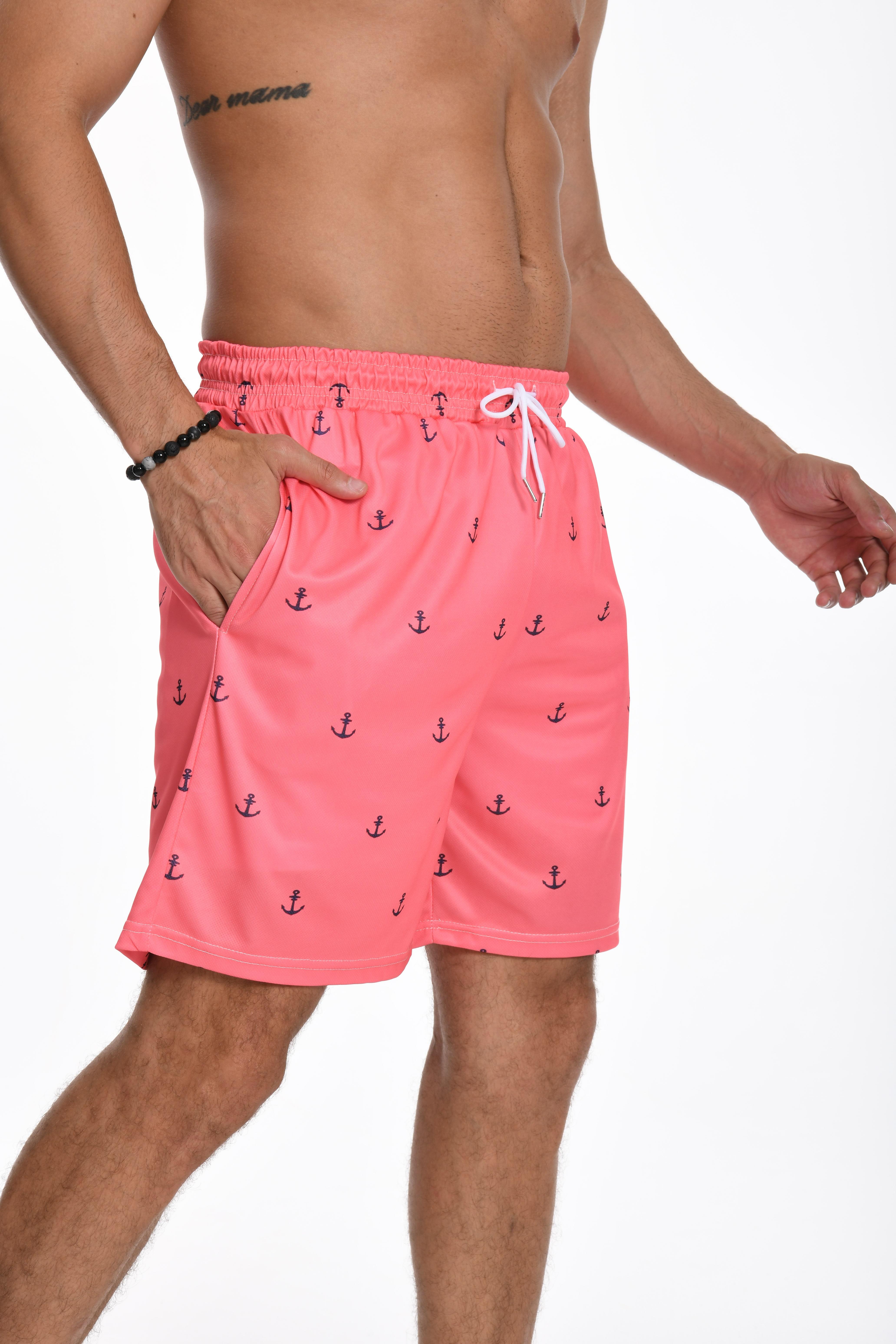 JUNBAOSS Men’s Swim Trunks with Compression Stretch, Beach Shorts with Pockets, No-Chafing Boardshorts, Breathable Fit, Hawaiian Beach Shorts, Sportswear
