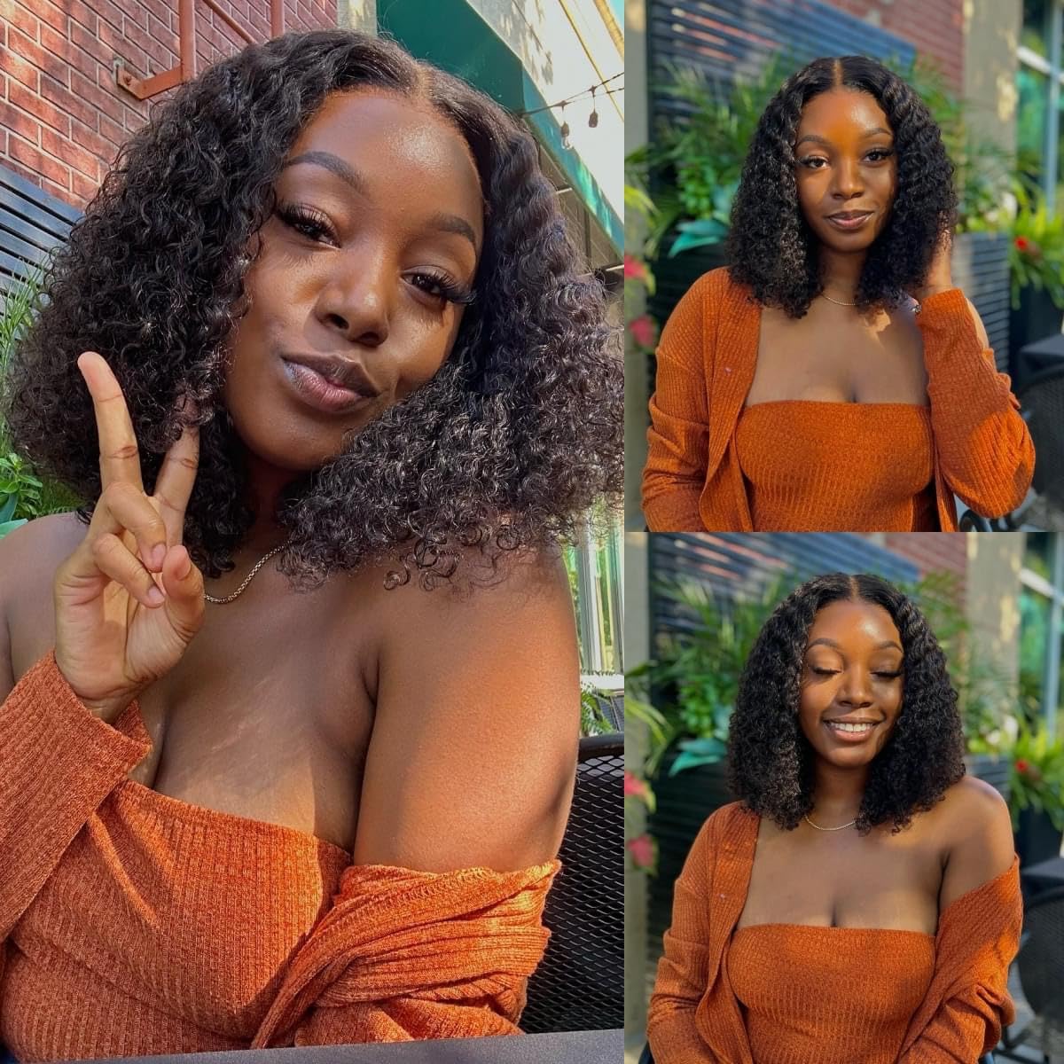 Wear and Go Glueless Wigs Human Hair Pre Plucked Pre Cut Deep Wave Curly Bob Wig Human Hair Glueless 180% Density Short Curly Bob Wigs Upgraded No Glue 4x4 Lace Closure Wig for Black Women