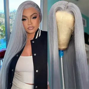 Bling Hair 34 Inches Silver Grey Bone Straight 13x4 Lace Front Wigs Transparent Lace Frontal Wig Chocolate Brown 13x6 Straight Human Hair Wigs For Women