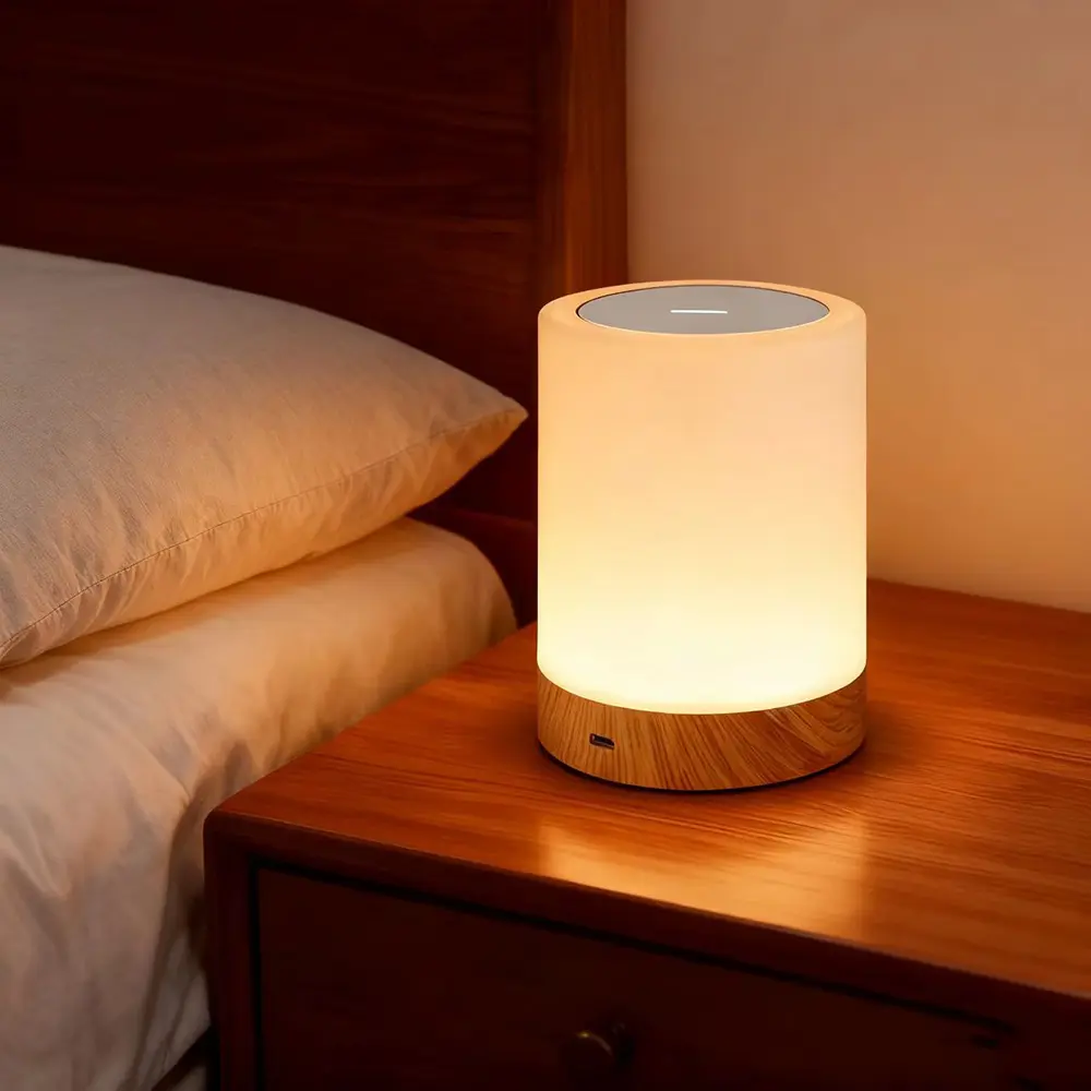 Rechargeable LED Night Light for Bedroom, Dimmable Touch Sensor Bedside Table Lamp with Warm White Light & 7-Color Changing Adjustable RGB Lighting, Kids’ Indoor Lamp for Home Use, Led Rgb Lights