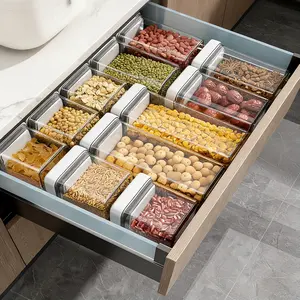 Clear PET Material Airtight Insulated Food Storage Set with Lids, Stackable Fridge Organizer Bins, Refrigerator & Pantry Organizer Containers, Odor-Resistant Space-Saving Kitchen Storage Bins