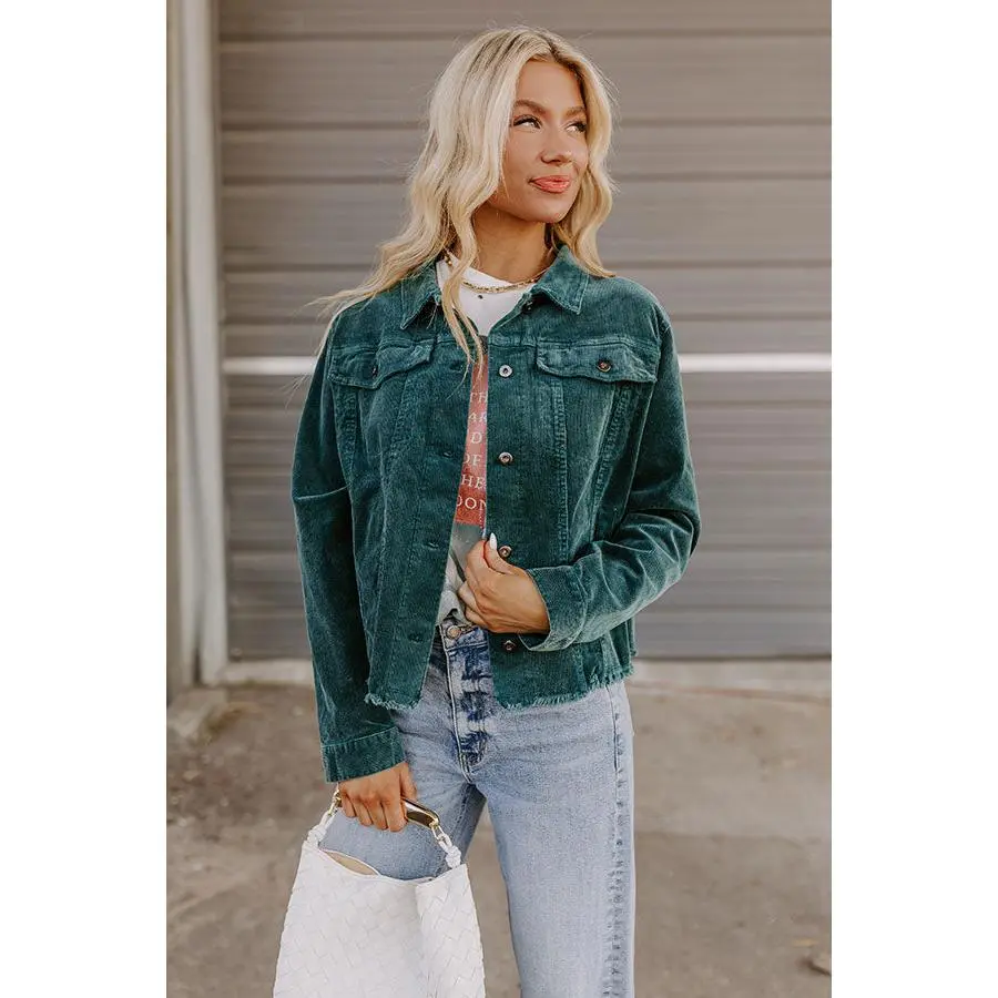 Hayride Honey Corduroy Jacket in Hunter Green