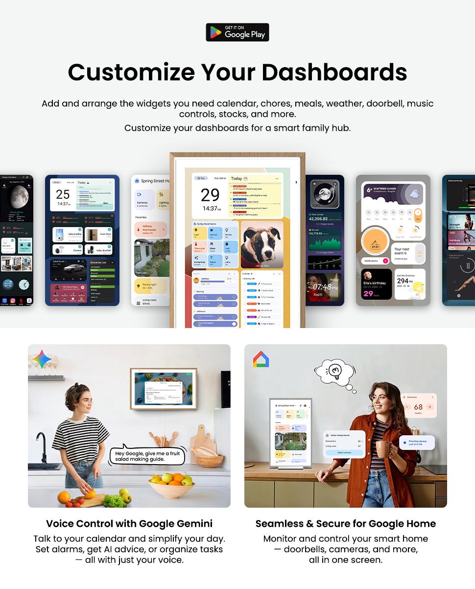 【Dual-Mode】ApoloSign Digital Family Wall Calendar, 15.6" 21.5" Planner Calendar for Kids Chore Chart, Daily Routines, Schedules Organizer, Auto Sync Calendar, No Subscription Fee, Supports Customize Widget Dashboard, Google Home, Voice Control