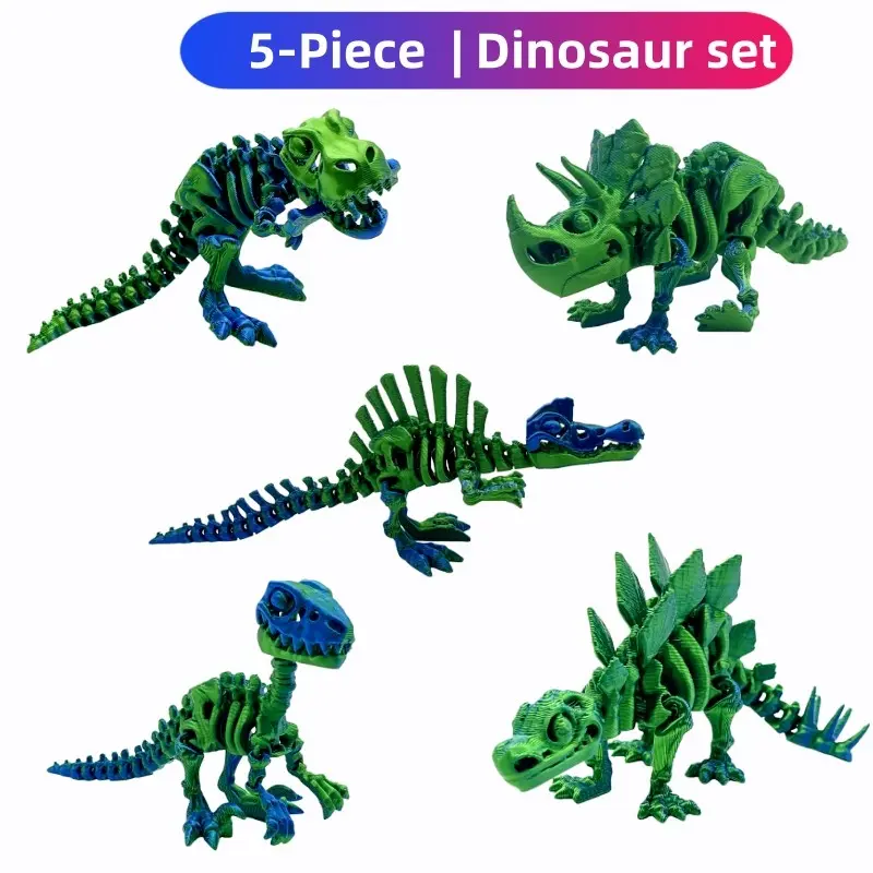 5-Piece Dinosaur Model Toy Set Figures with Movable Joints, Dinosaur Models Set, Includes Triceratops, Stegosaurus, Spinosaurus, T-Rex and Velociraptor, Great for Home Office Decor and Birthday Gifts