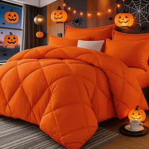 7pcs Comforter Set King size Burnt Orange,Microfiber Filling, Soft & Luxurious Warmth, Full/Queen/King, 1 Quilt + 1 Flat Sheet + 1 Fitted Sheet + 2 Pillowcases + 2 Pillow Shams, Box Stitch Hotel Quality Machine Washable, Must-Have Bedding For Bedroom
