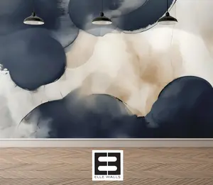 Blue Modern Abstract Luxury Wallpaper Mural Traditional Paper or Peel and Stick