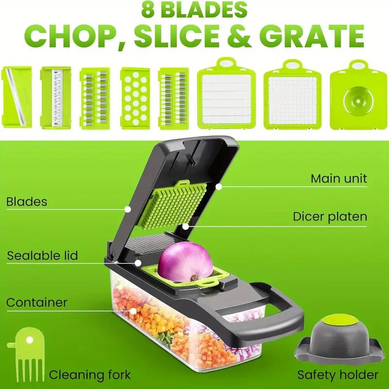 Multifunctional 15 Kits Vegetable Cutter, Dicer, Food Grater for Onion, Potato, Carrot & Garlic - Durable Kitchen Gadgets for Home Kitchen chopper Utensils